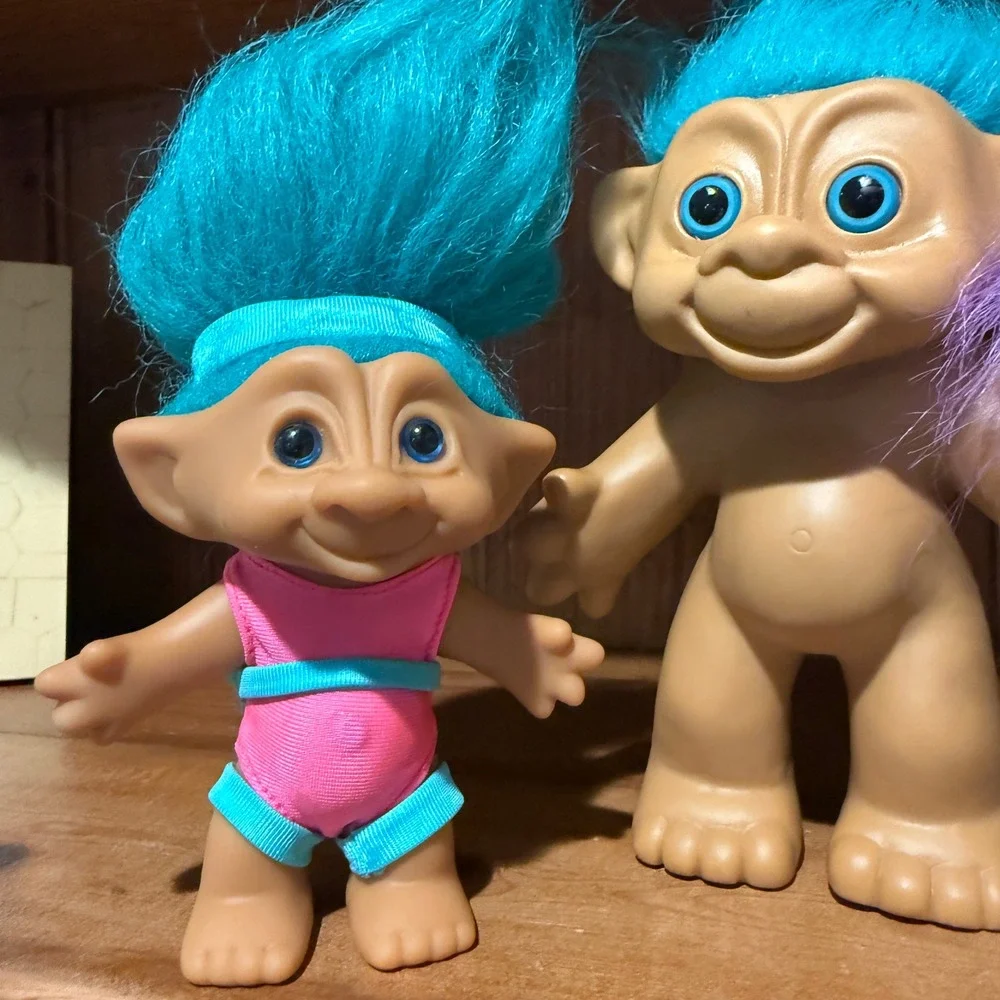 Vintage Russ Berrie Ace Novelty Troll Doll Lot 90s Blue Purple Hair 3pc Set
